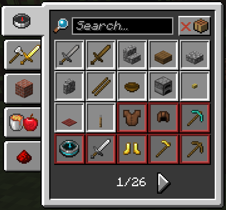 This image shows the Recipe Book menu on the search page with the