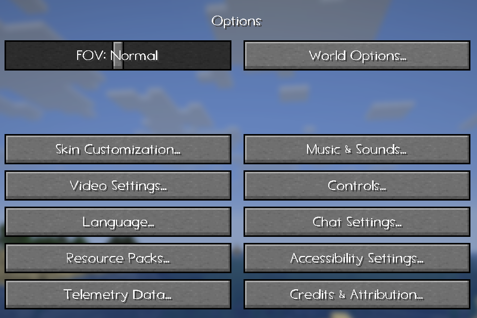 Settings menu without Caxton