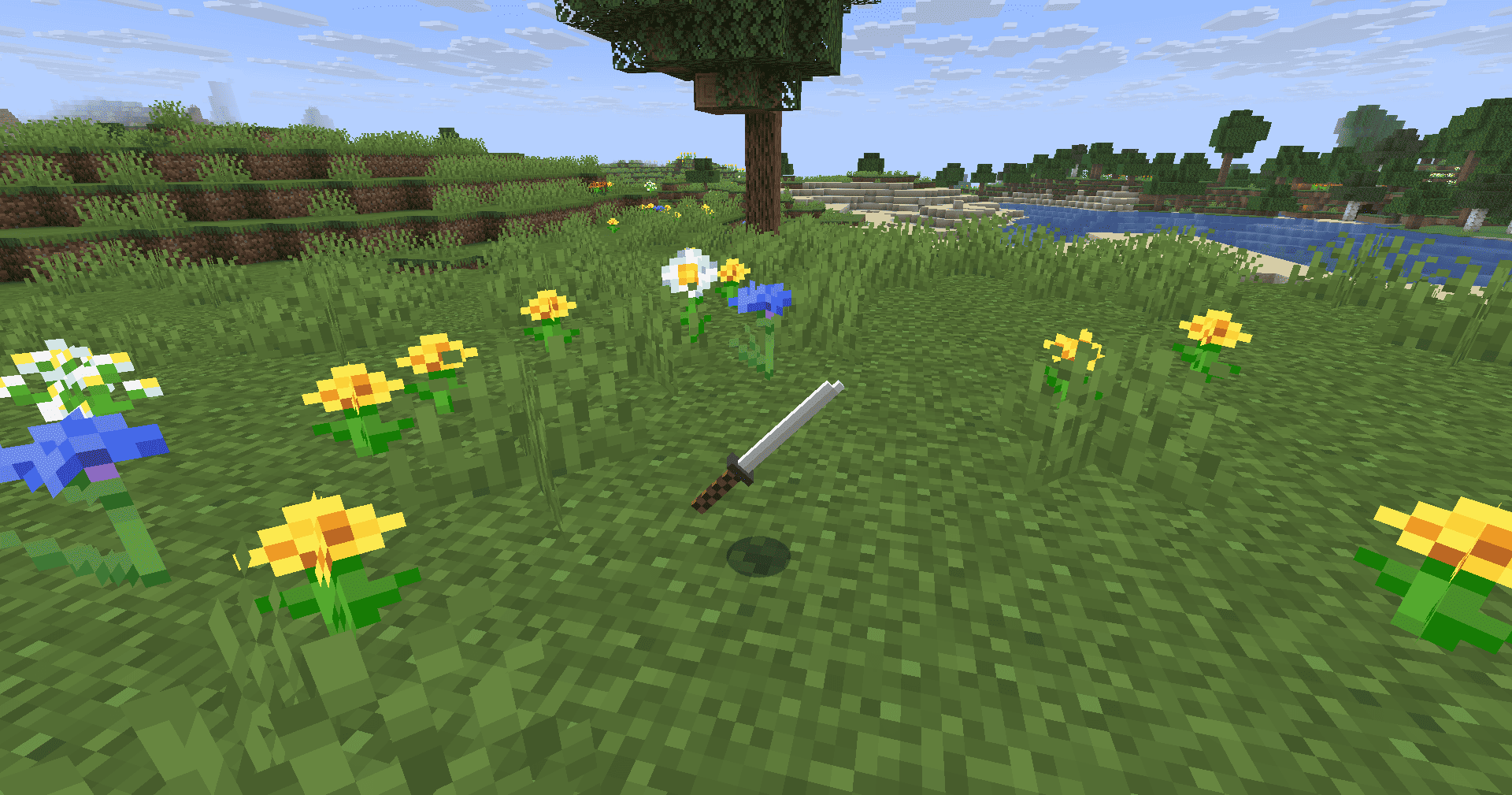 Katana floating on the ground