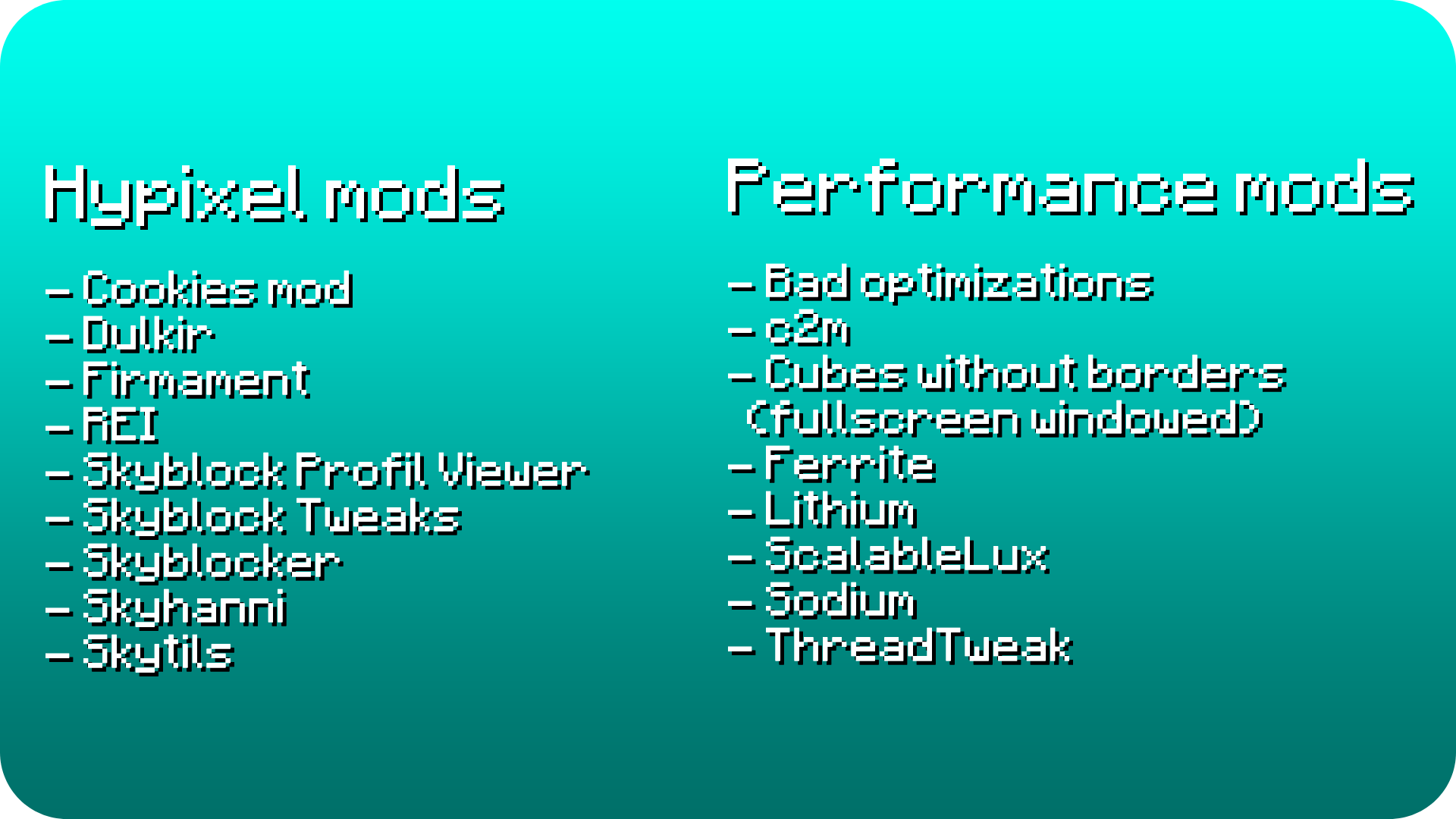 Major mod list