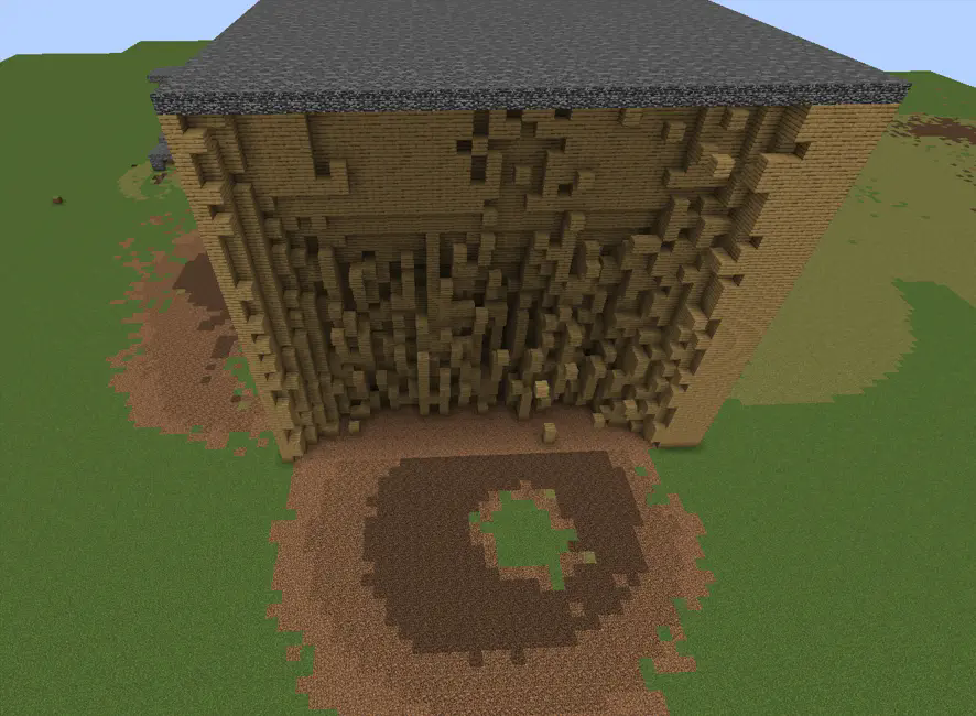 Повреждение стороны больших деревянных блоков