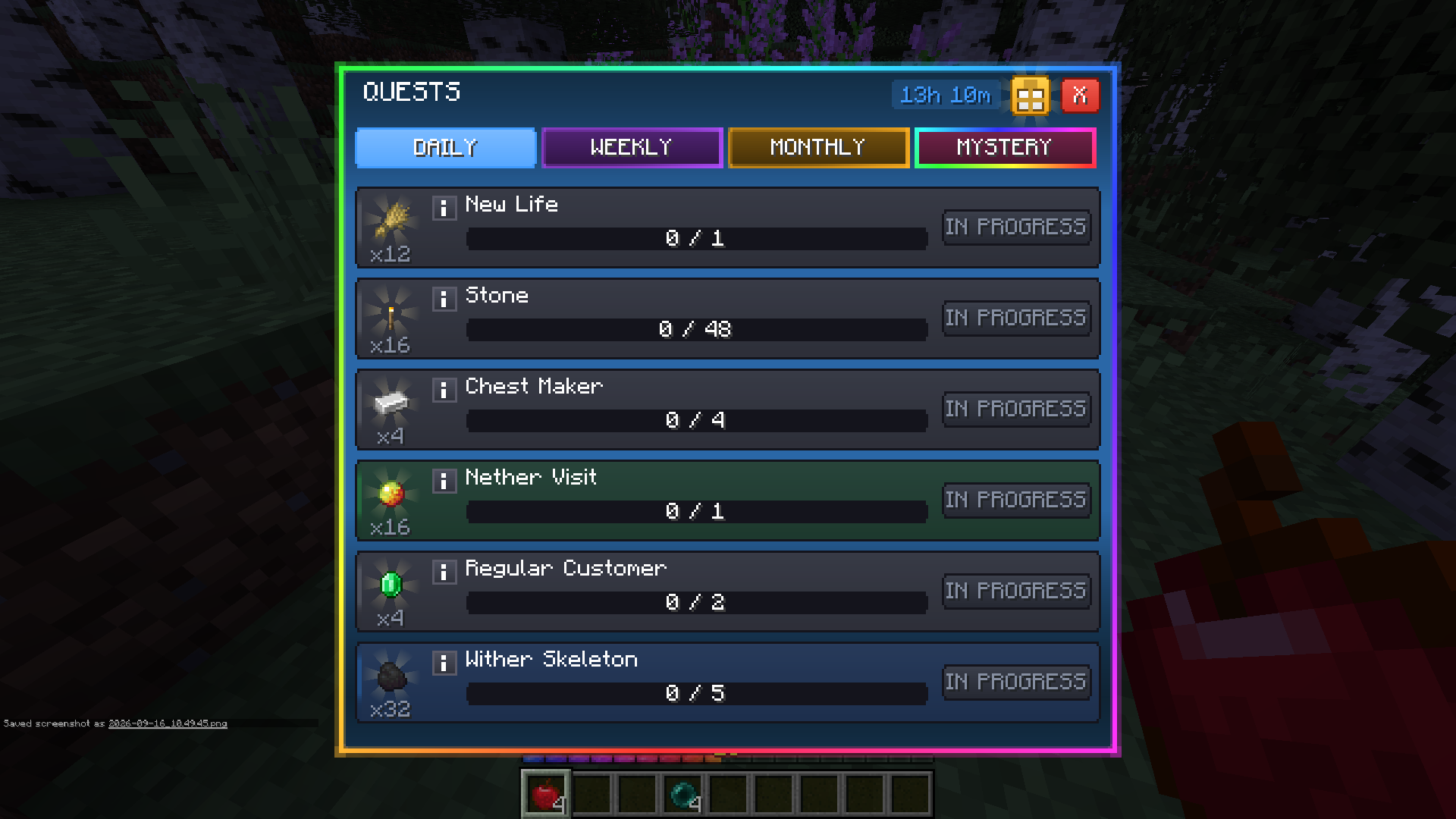 Quests Menu