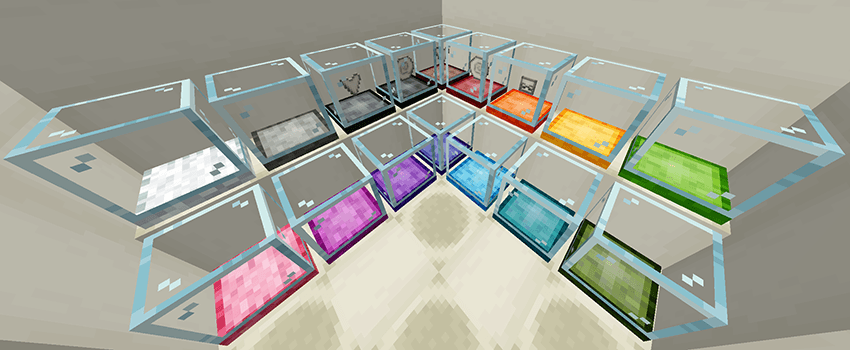 All the different colored Display Cases being shown off