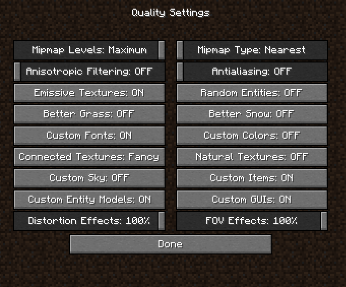 Quality Settings