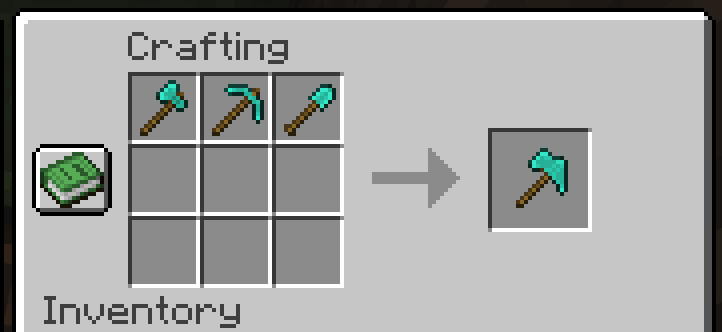 Crafting a diamond paxel using a diamond axe, diamond pickaxe and diamond shovel!