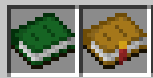 A green and a yellow book in a minecraft inventory