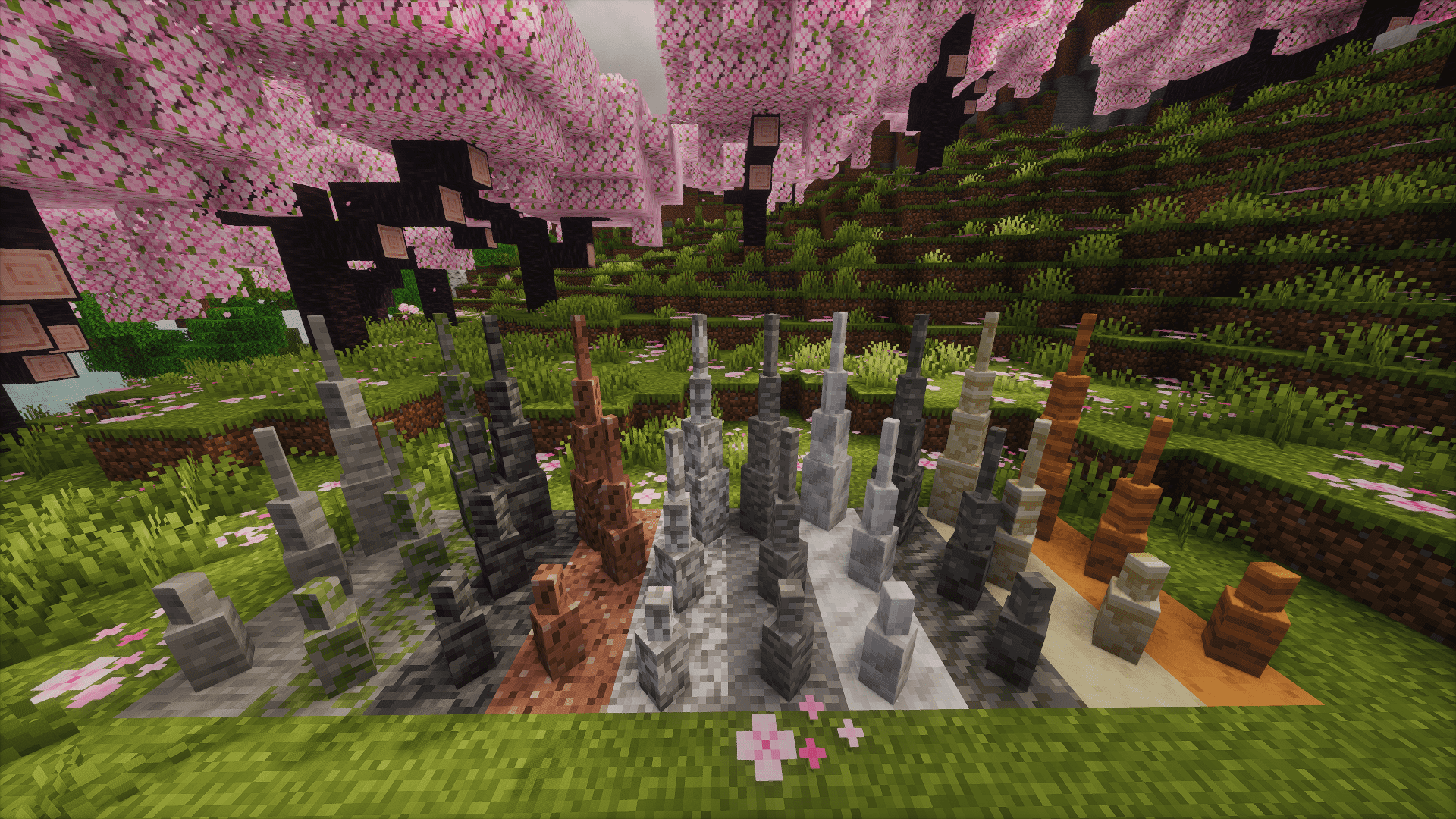 Stalagmites of every stone type.