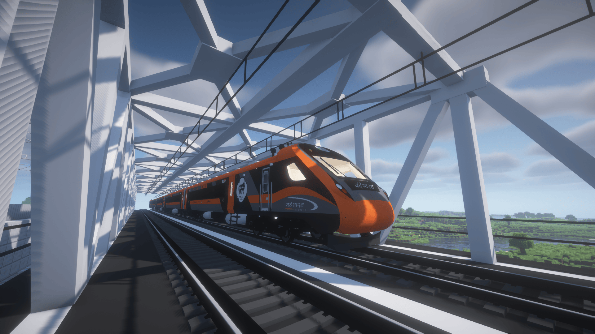 Vande Bharat on Metal Bridge