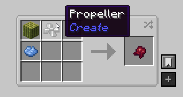 An example of the recipe where an ingredient is an item from Create