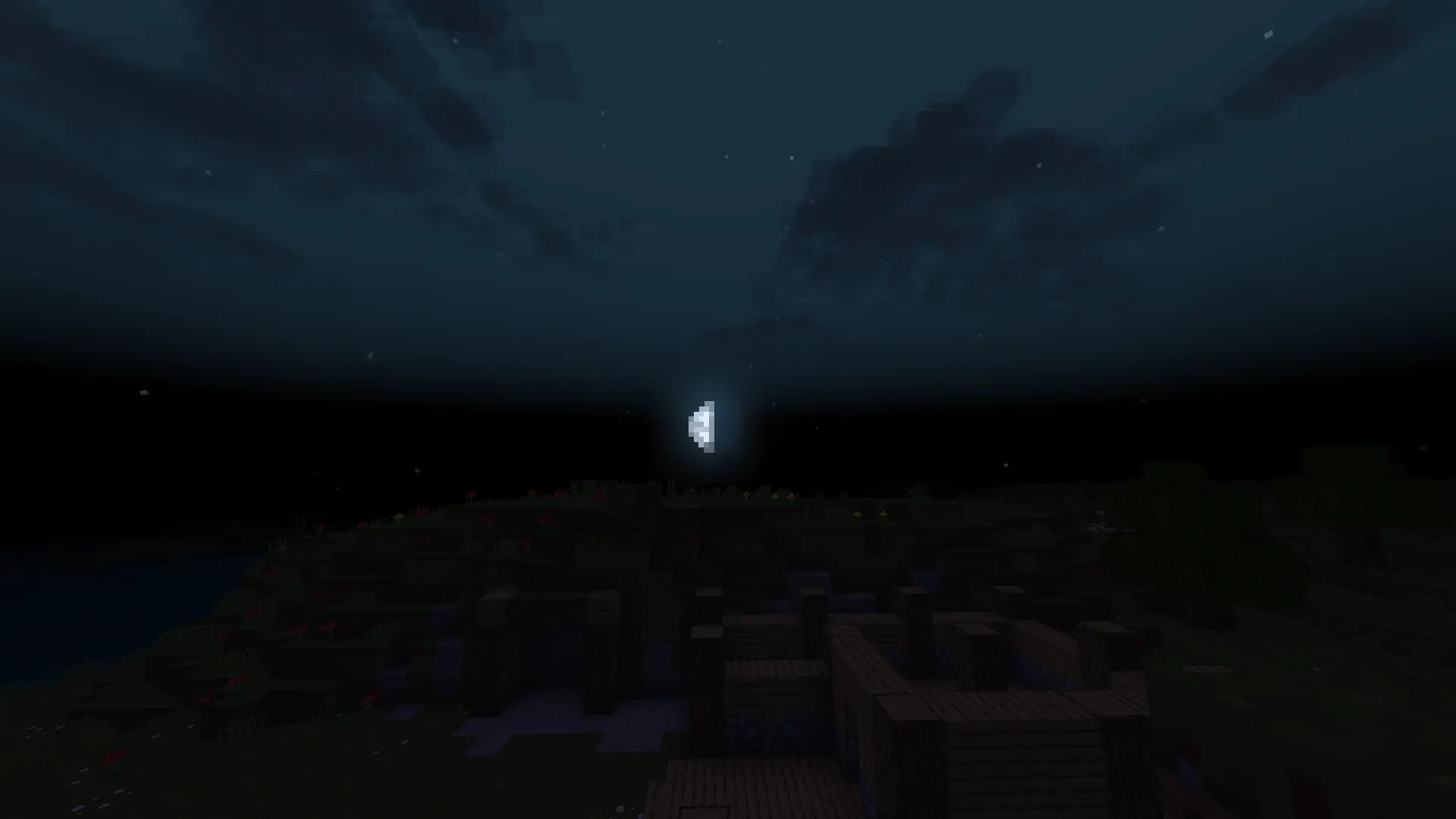 Moon at Last Quarter rising over an unfinished house