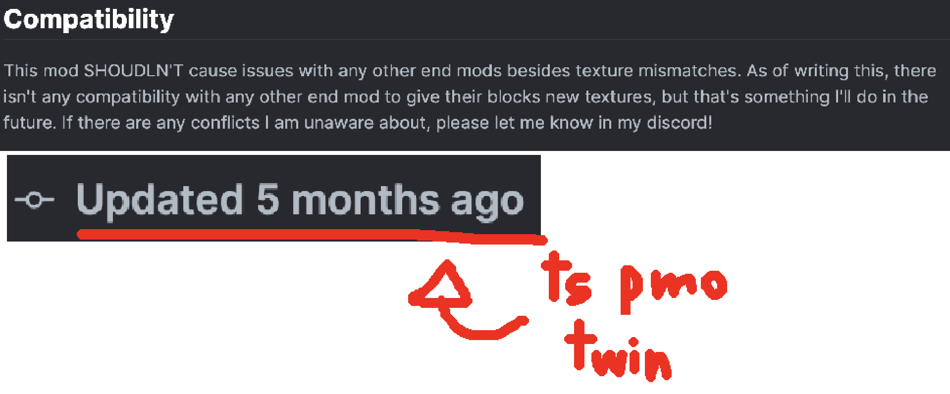 screenshot showcasing the lack of built-in compatibility