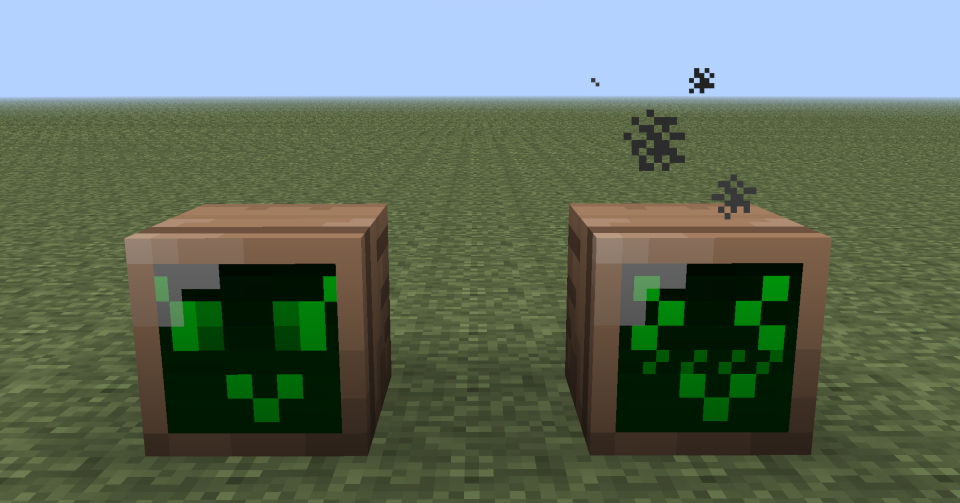 a screenshot showing two trommanas next to each other, one is operating and is showing a blushing face