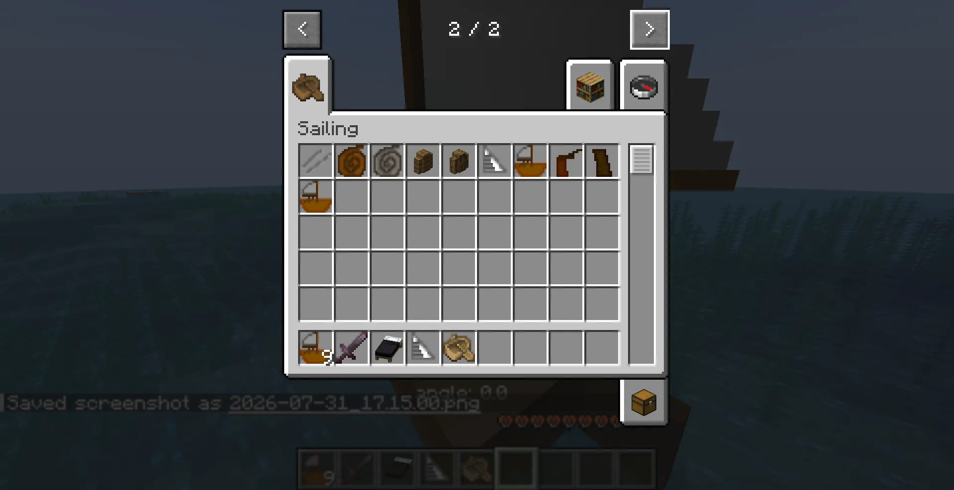 sailing items to make the ship
