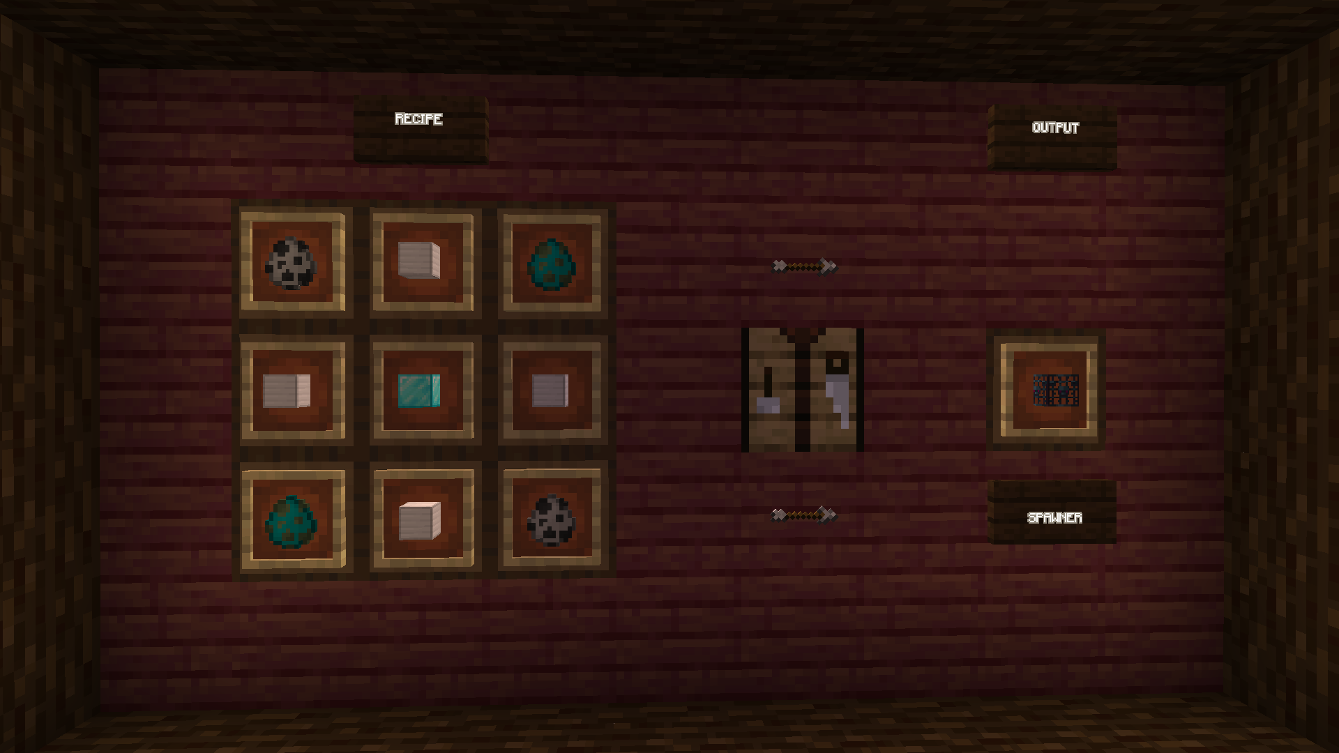 Crafting recipe for spawner.