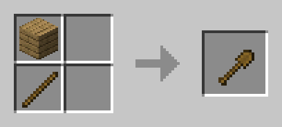 2x2 crafting grid with a stick on the bottom left and a plank on the top left.