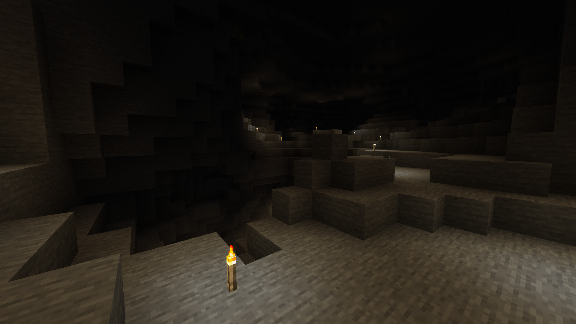 A cave at y=-34, without Deepslate, stone in its place instead.