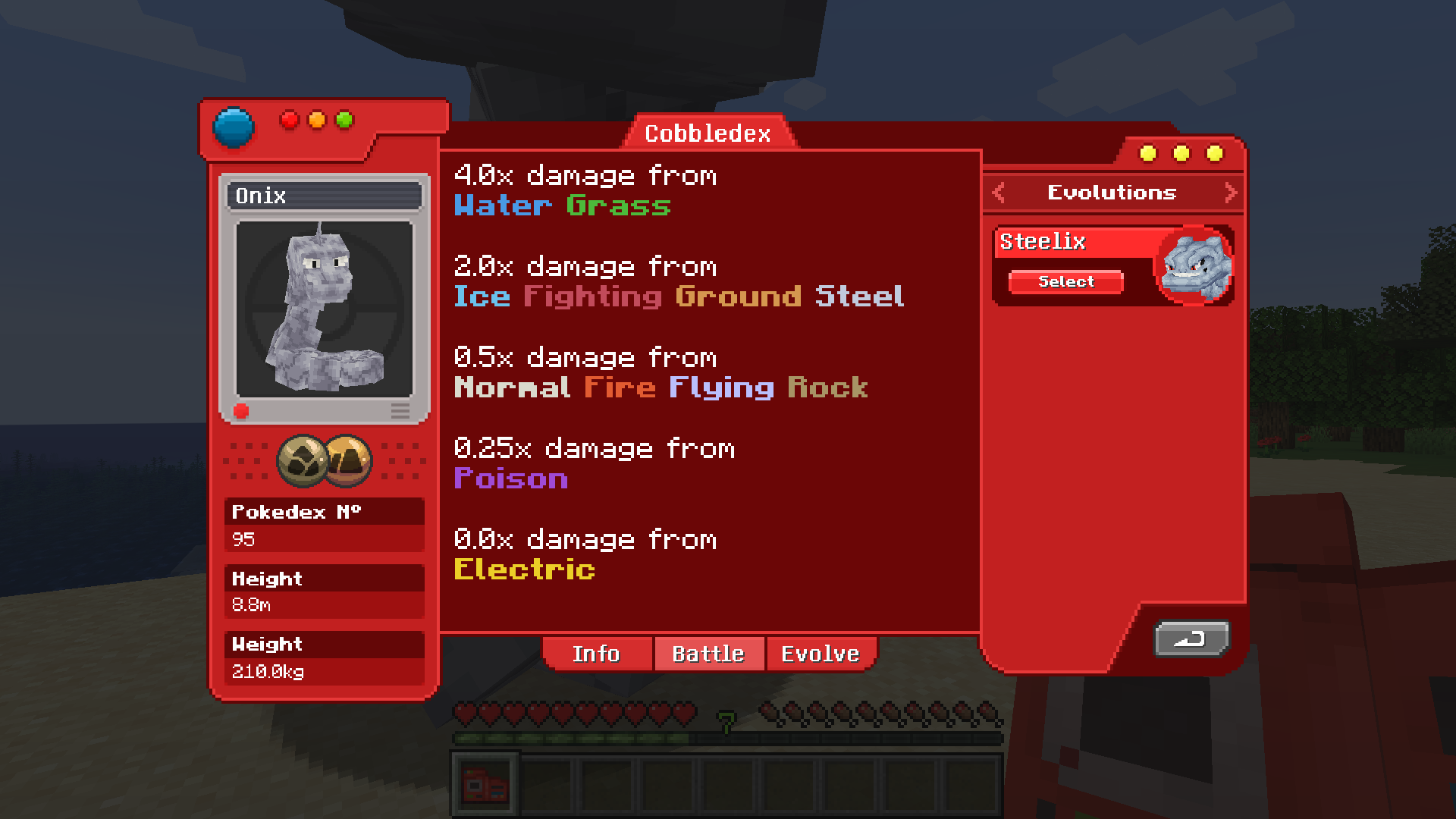 A image showing how Cobbledex looks in game, showing "Effective Types" feature.