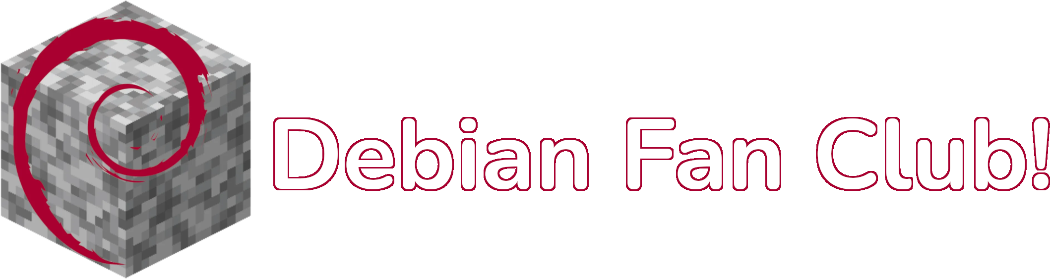 The Debian logo on top of a Diorite block with text on the right side saying "Debian Fan Club!"