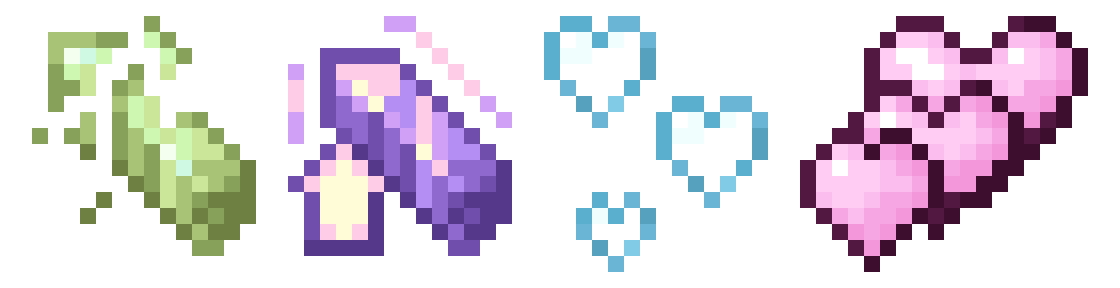 preview of new effect icons in the order: hunger, saturation, water breathing, health boost