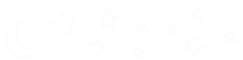 A white moon with white stars