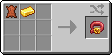 Image showing the crafting recipe for the Collar item. It requires 1 Leather and 1 Gold Bar.