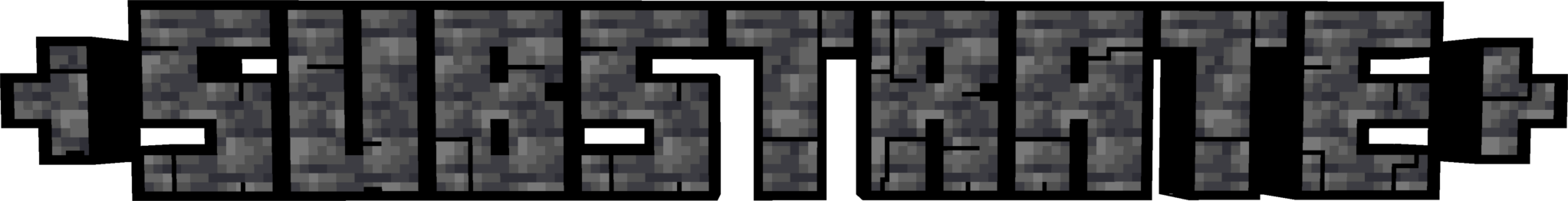 the word Substrate textured with the top texture of Deepslate, a dark grey stone