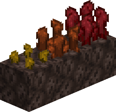 Isometric render showcasing the stages of nether wart growth