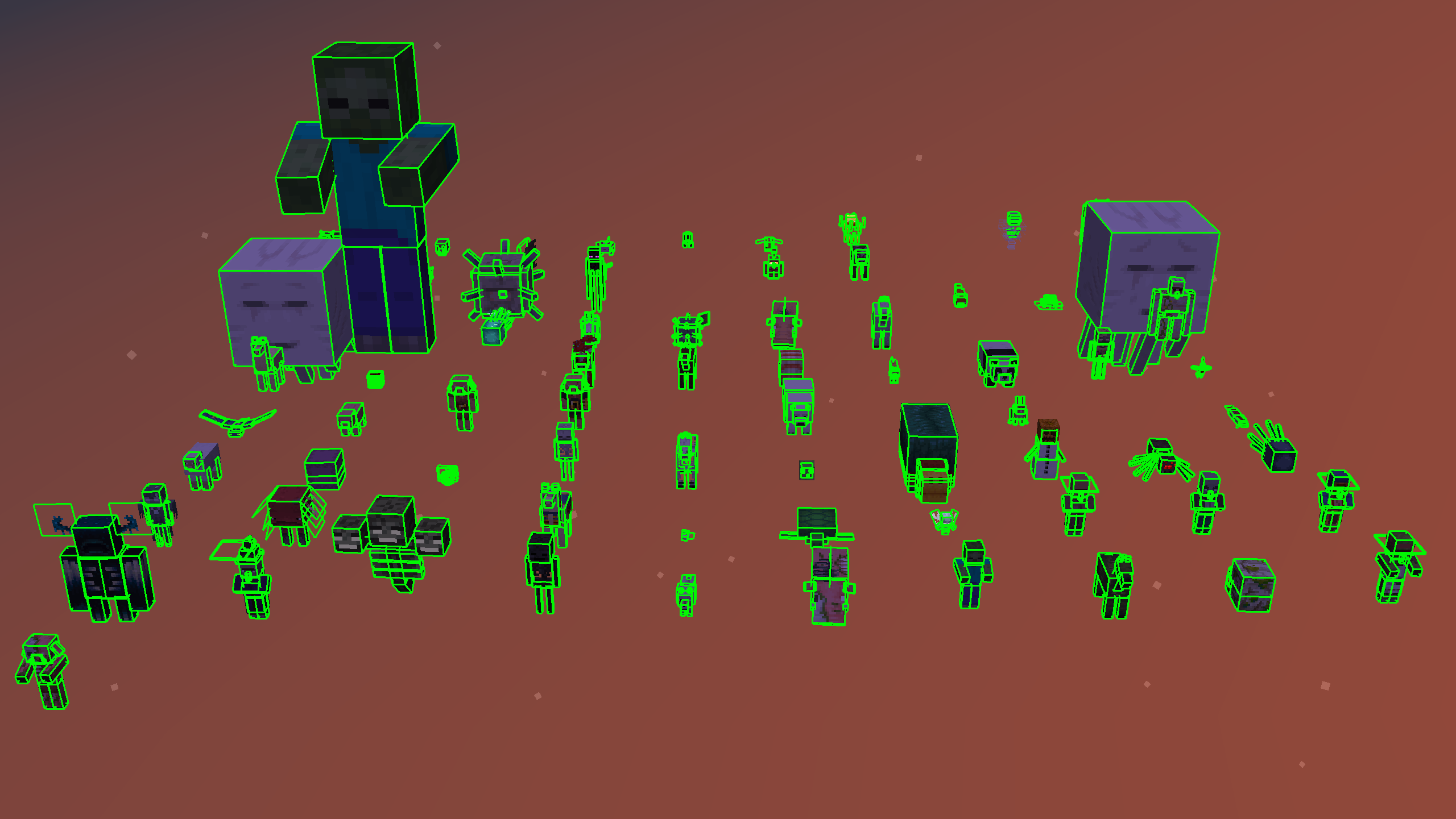 All mobs showing accurate hitboxes