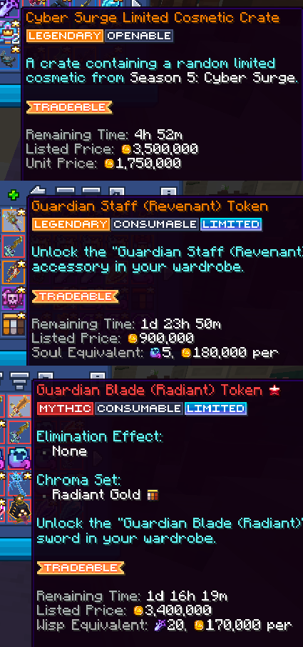 Island Exchange Unit Price + Style Soul/Weapon Wisp Equivalent example