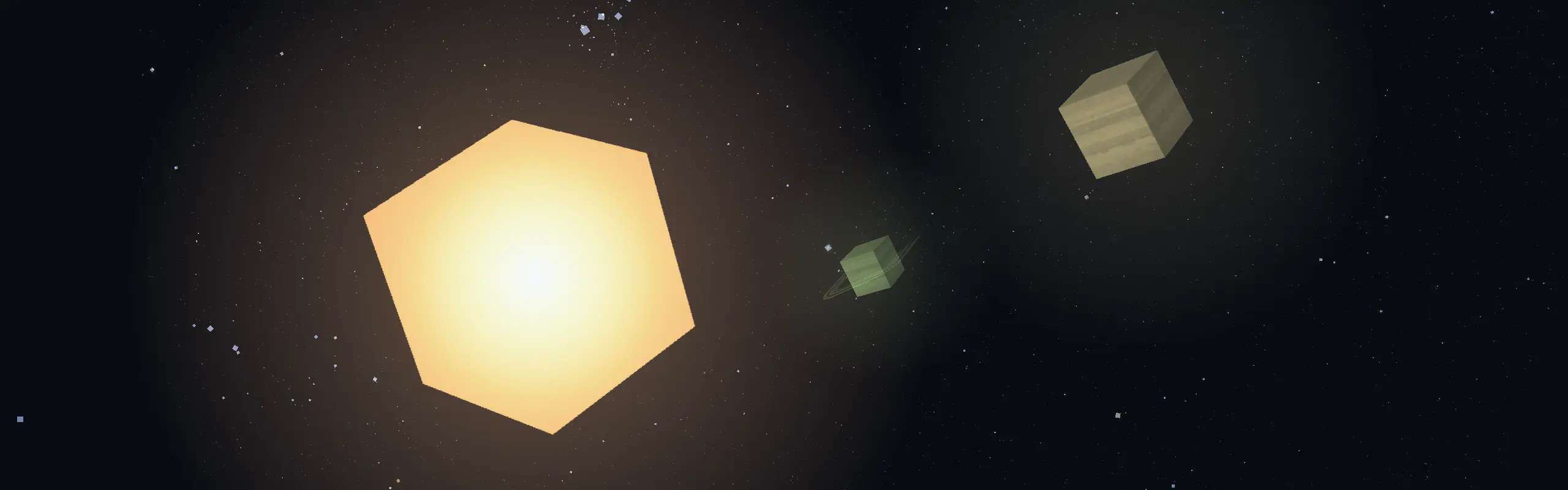 Cubic Sun alongside Saturn and Jupiter