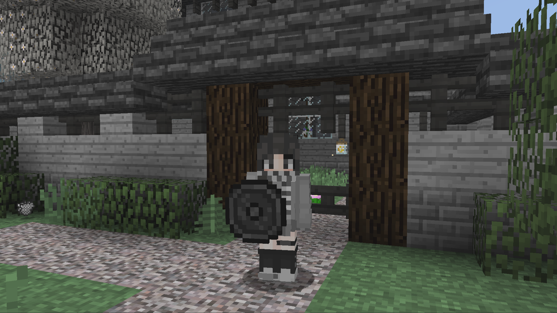 A player holding modded items