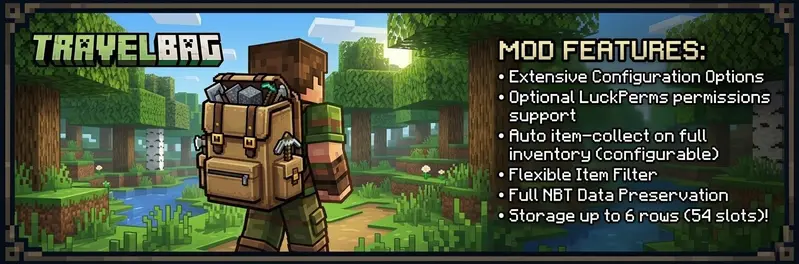 About A reliable backpack mod with configurable sizes and shortcut support.