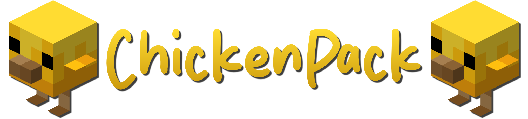 ChickenPack logo with to baby chicks on each side of the logo.