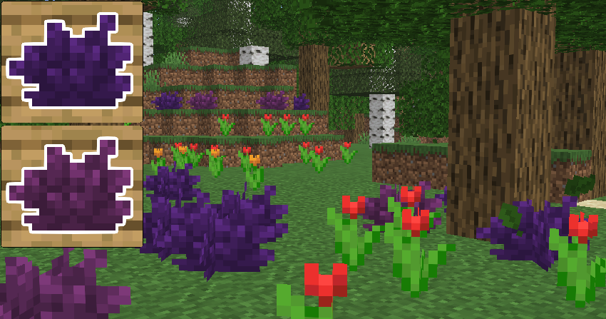 Purple Bush & Magenta Bush - Found very often in The Flower Forest