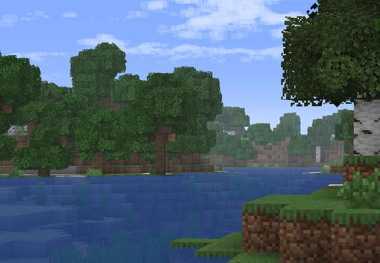 A Minecraft River with the smooth water resourcepack applied