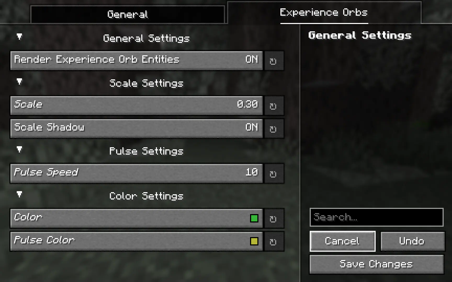 Experience Orb Config Screen