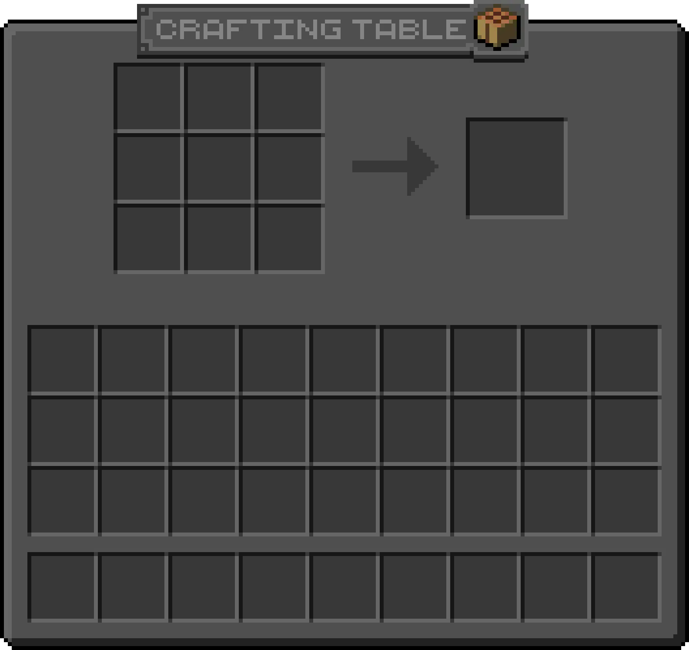 Crafting table GUI with the plaque