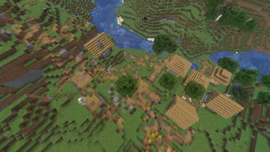 A village with the resource pack on