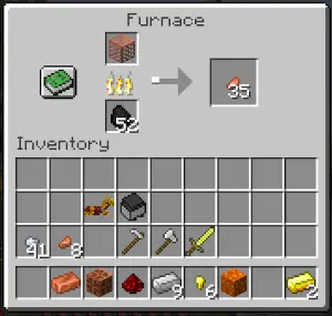 The minecraft smelting screen. A copper grate is being smelted and copper nuggets are in the furnace output
