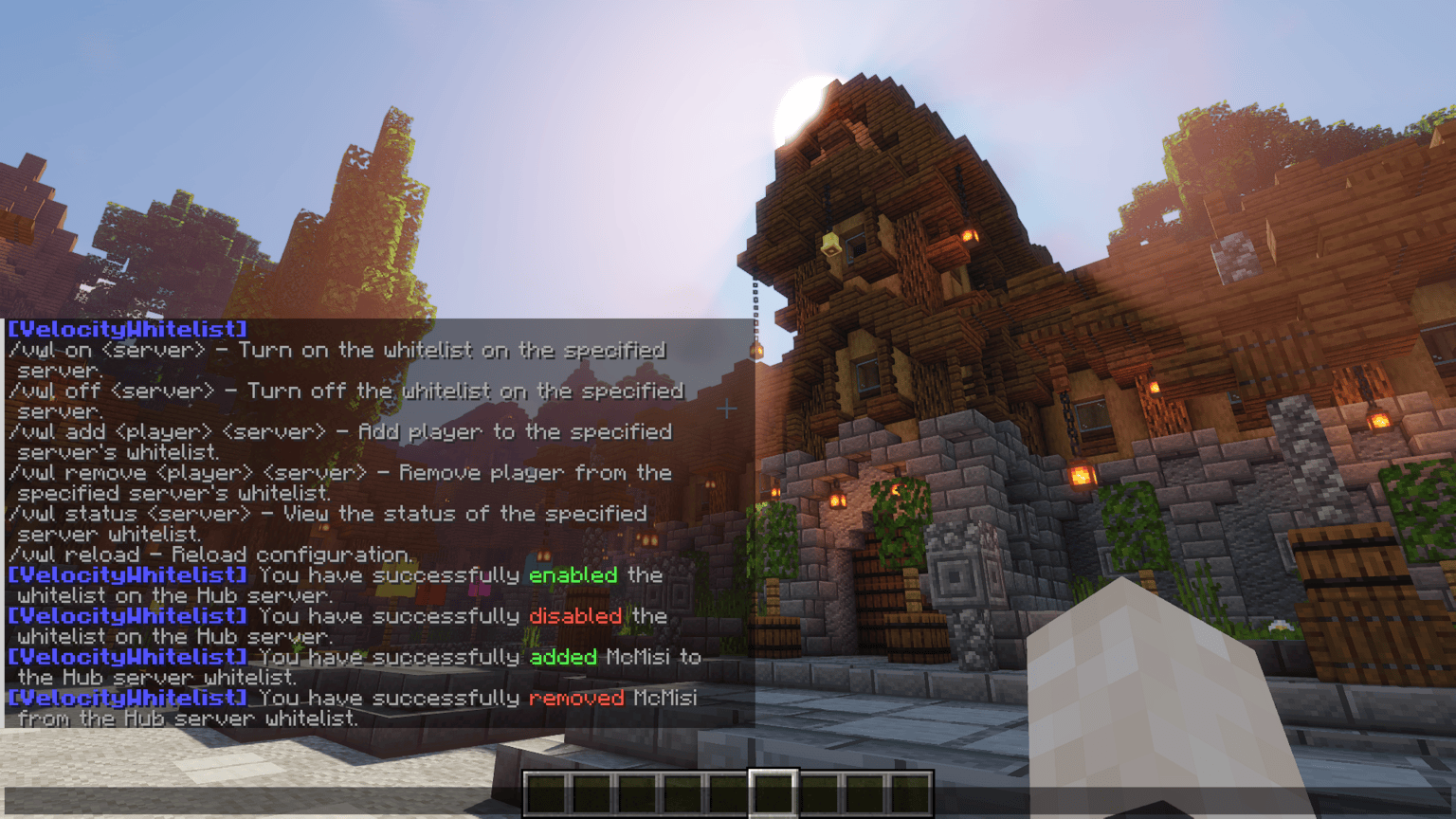VelocityWhitelist commands.