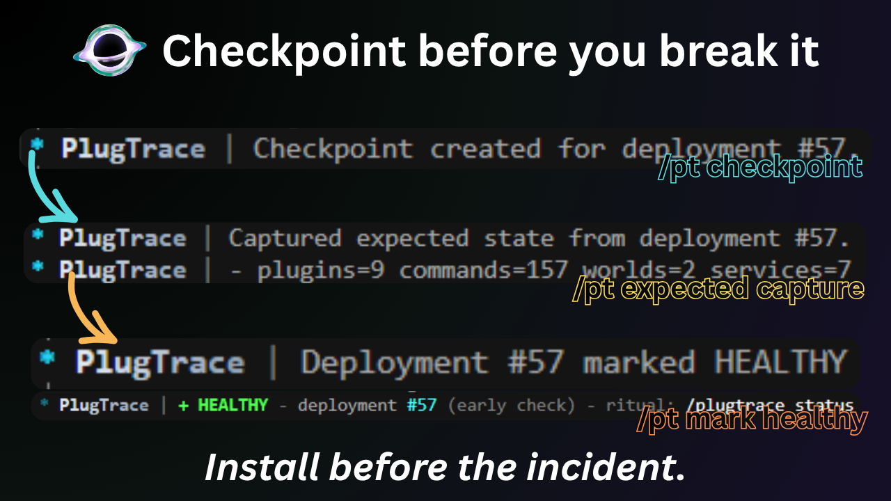 PlugTrace creating a checkpoint and capturing the expected server state