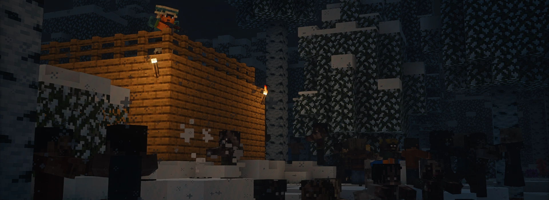 a horde of zombies attacking base