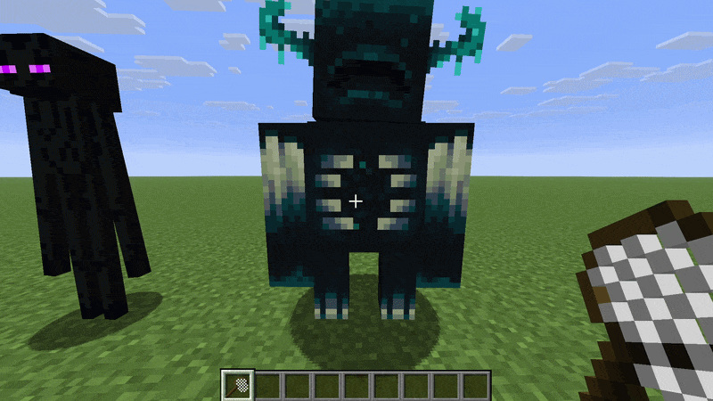 A looping gif showcasing the Mob Net capturing mobs