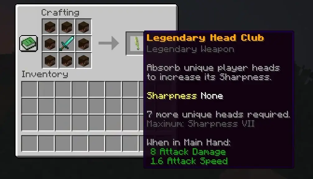 Crafting recipe & description