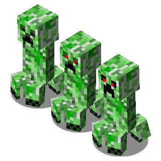 Creeper variants with red eyes resembling the creeper(s) from "Revenge" by CaptainSparklez! (Extension Pack)