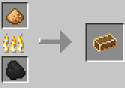 Glowstone Dust cooking in a furnace to become a Glowstone Brick