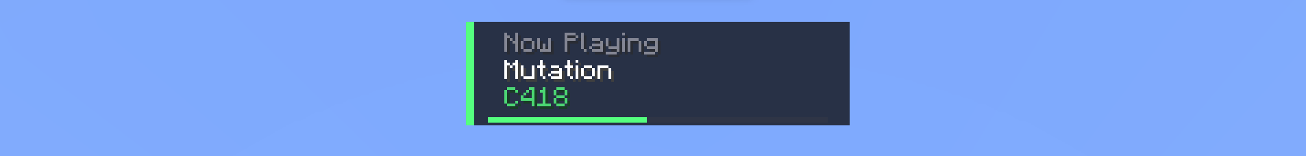 A toast message showing the track Mutation by C418