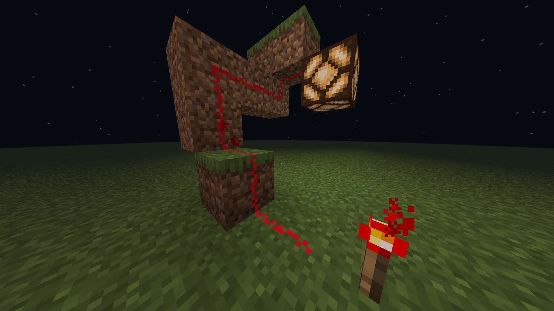 Redstone track going up wall and under ceiling