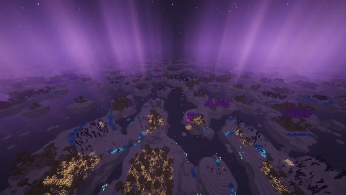 Topdown view of the overhauled End outer islands.