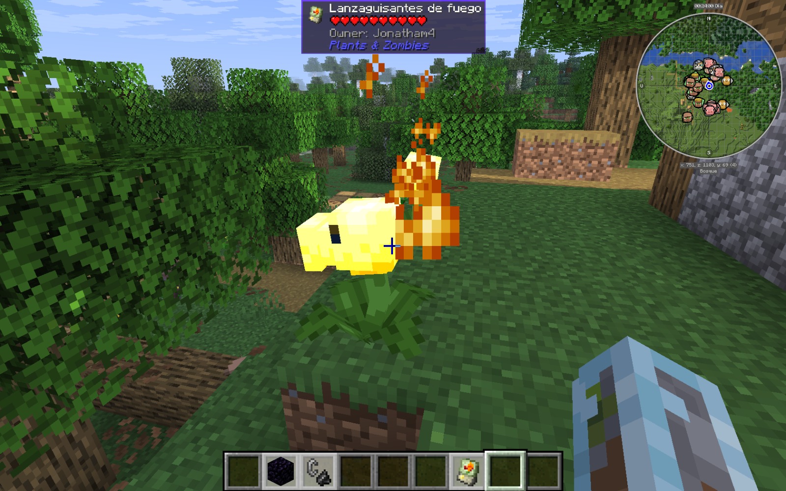 A plant with an emissive texture inside Minecraft